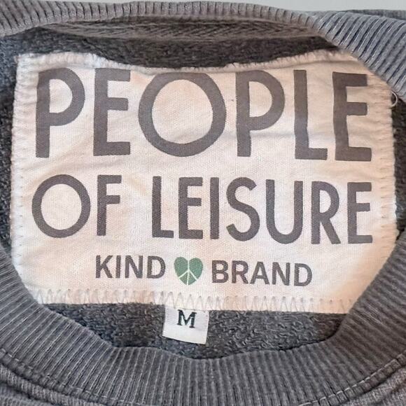 People of Leisure Organic Cotton Cropped Sweatshirt M Gray Cinched Sustainable - Picture 5 of 8